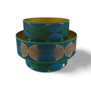 Jacquard geweven blauw groene drielaagse lampenkap