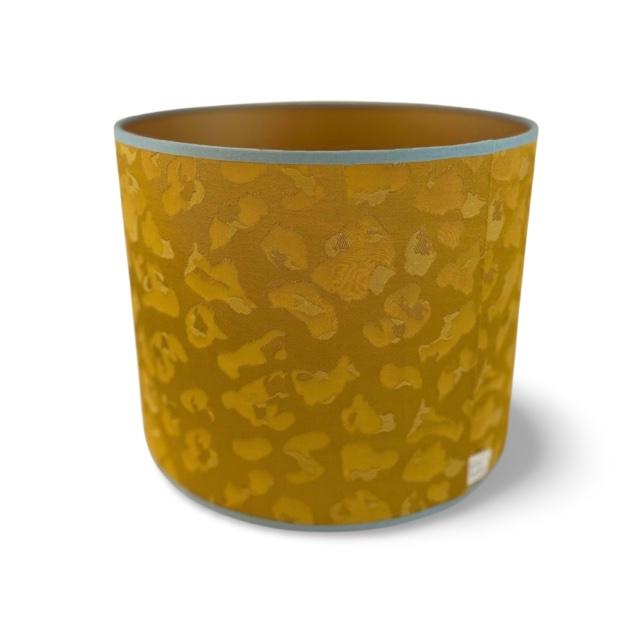 Vintage olifanten lamp met jacquard geweven gele panter lampenkap - Afbeelding 3